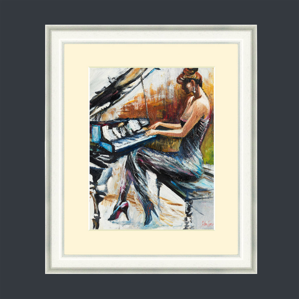 Art Print Framed Lady At The Piano