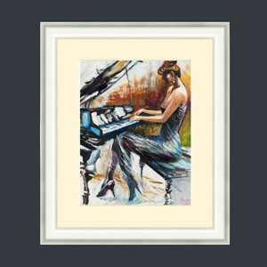 Art Print Framed Lady At The Piano